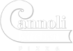 Logo of Cannoli Kitchen Pizza featuring the words "Cannoli Kitchen" in stylized white text on a black background.